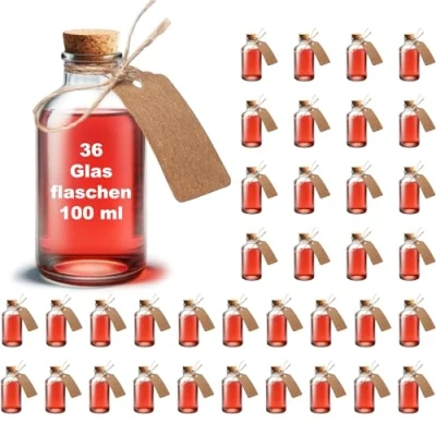 Afbeelding van casavetro Set van 36 kleine glazen flessen 100 ml hoog, 10 cm tafeldecoratie voor bruiloft, gastgeschenken
