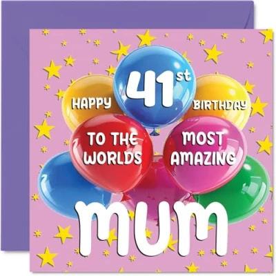 Afbeelding van verjaardagskaart voor 41e moeder World&#039;s Most Amazing Mum verjaardag van dochter, zoon, 145 mm x mm, 41 jaar, wenskaarten mama,