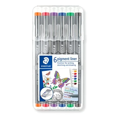Afbeelding van Fineliner Staedtler Pigment 308 0.3mm set à 6st assorti