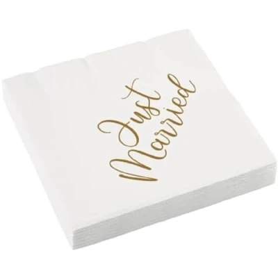 Image de Serviettes de table Just Married 33x33cm 16 pièces