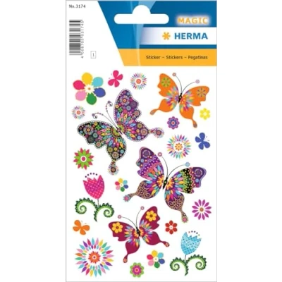 Afbeelding van HERMA 3174 22 stuks glitterstickers vlinder kleurrijk