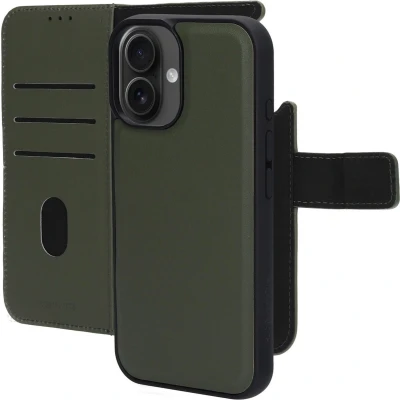 Afbeelding van Mobiparts hoesje geschikt voor Apple iPhone 16 Wallet 2 in 1 Boekhoesje MagSafe Echt Leder Uitneembare Case Sterke Magneet Sluiting Contactloos betalen Groen