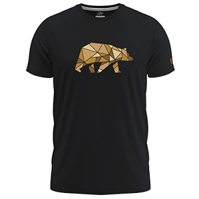 Afbeelding van FORSBERG Rönsson Heren T shirt met logo op de borst, elegant, ronde hals, voor vrije tijd en werk, zwart/brons