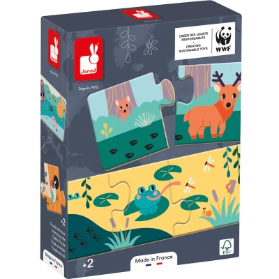 Afbeelding van Janod wwf puzzels spoorzoeken 10x3st