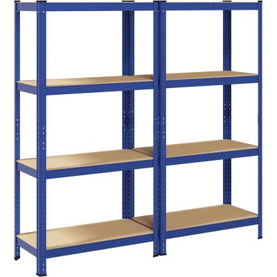 Afbeelding van vidaXL Opbergrekken 4 laags 2 st staal &amp; bewerkt hout blauw