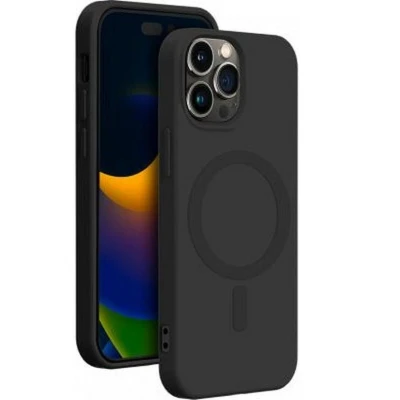 Afbeelding van Bigben Connected Siliconen Telefoonhoesje geschikt voor iPhone 15 Pro Max MagSafe compatibel Zwart