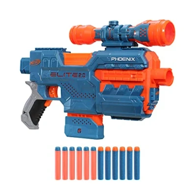 Afbeelding van Nerf Elite 2.0 Phoenix CS 6 gemotoriseerde blaster, 12 officiële darts, scope, clip, ingebouwde aanpassingsmogelijkheden