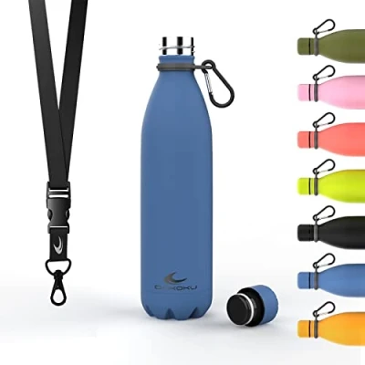 Image de Daikoku Bouteille d&#039;Eau en Acier Inoxydable Thermos Isotherme 750ml Sans BPA Etanche Idéale pour le Sport, Bureau, la Randonnée Bleue 750 ML