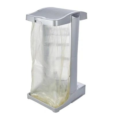 Image de keeeper Support à Sacs Poubelles avec Compartiment de Rangement Intégré, 60 120 L, Ole, Argent