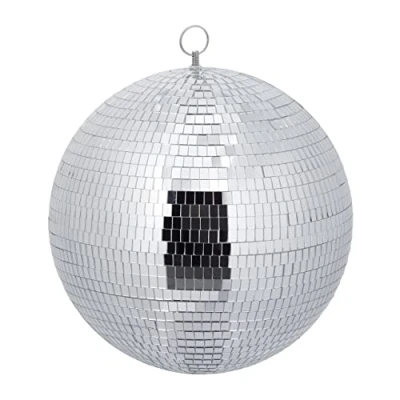 Afbeelding van Relaxdays discobal spiegelbal ophangoogje spiegel discobol Ø 30 cm zilver