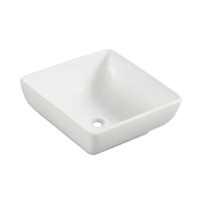 Afbeelding van Wiesbaden Piazza waskom vierkant 40 x 15 cm keramiek glans wit