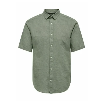 Afbeelding van Only &amp; Sons Onscaiden SS Solid Overhemd, Heren, Maat: XS, Swamp