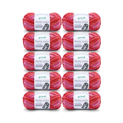 Afbeelding van Gründl Perla Color wol (100% polyester, 100g/90m, naalddikte 8 9, 10x100g) parelroze