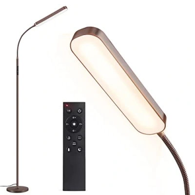 Afbeelding van OUTON Dimbare led vloerlamp, 15 W, 1500 lumen, leeslamp met 4 kleurtemperaturen, afstandsbediening en touch bediening, 1 uur timer, leesverlichting voor woonkamer,