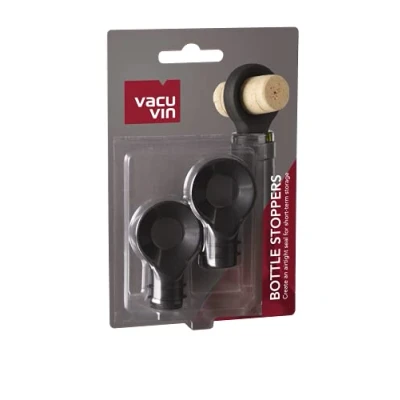 Afbeelding van Vacu Vin Flessen Stopper Set Van 2 Zwart