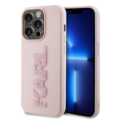 Afbeelding van iPhone 15 Pro Max Backcase hoesje Karl Lagerfeld Effen Roze TPU (Zacht)