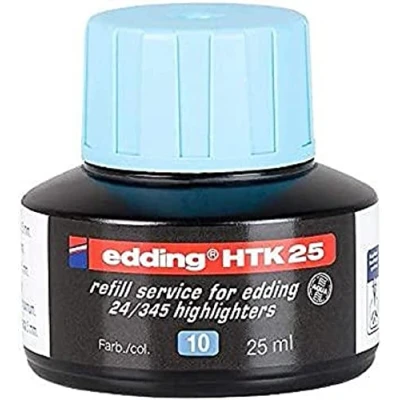 Afbeelding van edding HTK 25 navulinkt lichtblauw ml met capillaire systeem, ideaal voor het schoon en eenvoudig bijvullen van e 345 24 markeerstiften.