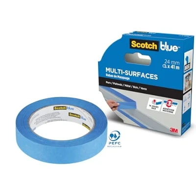 Afbeelding van ScotchBlue Afplakband voor meerdere oppervlakken, 24 mm x 41 m, Scotch multifunctionele tape schilderwerk en decoratie, binnen buiten, uv bestendig, 70% PEFC