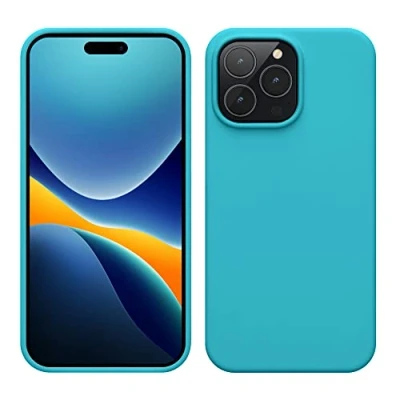 Afbeelding van kwmobile telefoonhoesje geschikt voor Apple iPhone 14 Pro Max Hoesje met siliconen coating Smartphone case in ijsblauw
