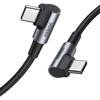 Afbeelding van UGREEN 90 Dubbel Haakse USB C naar Kabel 60W PD 1 Meter Zwart