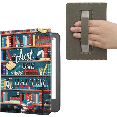 Afbeelding van kwmobile E reader hoesje geschikt voor Amazon Kindle (2022/2024) hoes flip case met magneetsluiting Ereader cover bibliotheek design in meerkleurig