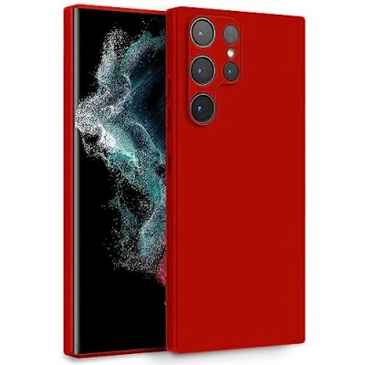 Afbeelding van MyGadget Beschermhoes voor Samsung Galaxy S22 Ultra, zachte en soepele TPU hoes met microvezelvoering, extra dun licht, rood