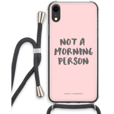 Afbeelding van Case Company® hoesje met Koord geschikt voor iPhone XR Morning person Telefoonhoesje Zwart Extra Bescherming aan alle Kanten en Over de Schermrand