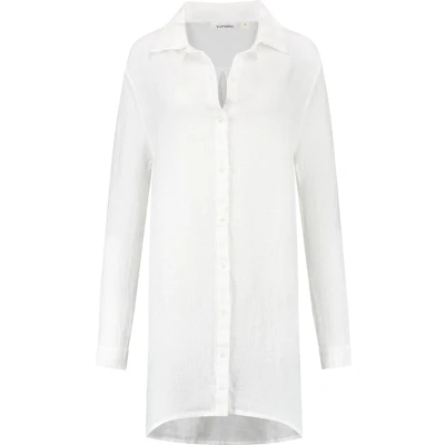 Afbeelding van Yumeko blousejurk gewassen linnen wafel pure white m