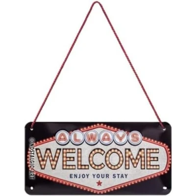 Afbeelding van Hangend Always Welcome Metalen Bord 10 x 20 cm