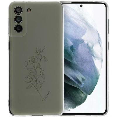 Afbeelding van iMoshion hoesje Geschikt voor Samsung Galaxy S21 Plus Siliconen Design Meerkleurig / Floral Green