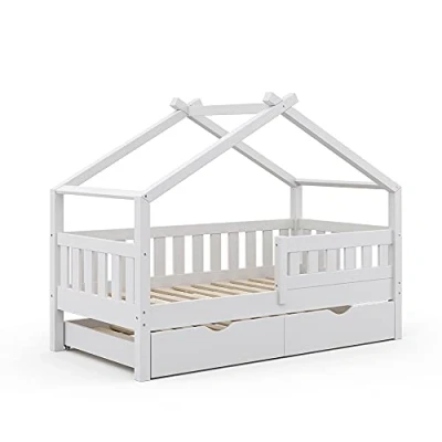 Afbeelding van Vitalispa Huisbed Design, Wit, 80x160 cm met logeerbed