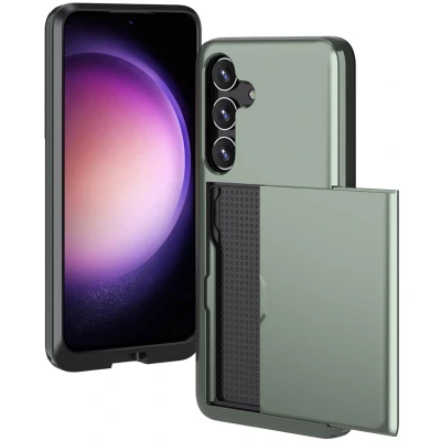 Afbeelding van iMoshion Hoesje Geschikt voor Samsung Galaxy S24 Ruimte 2 pasjes Backcover met pasjeshouder Donkergroen
