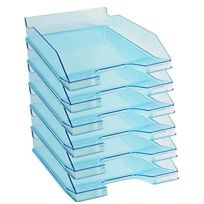 Afbeelding van Exacompta Ref. 113236D Set met 6 brievenbakjes COMBO MIDI Afmetingen 34,6 x 25,5 6,5 cm voor documenten in A4 formaat Kleur turquoise transparant glanzend