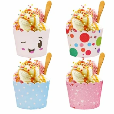 Afbeelding van 200 stuks muffinvormpjes van papier, mini muffinvormpjes, papieren vormpjes voor kinderen (blauw, roze, ballonnen)