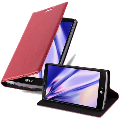 Afbeelding van Cadorabo Hoesje geschikt voor LG G4 / PLUS in APPEL ROOD Beschermhoes met magnetische sluiting, standfunctie en kaartvakje Book Case Cover Etui