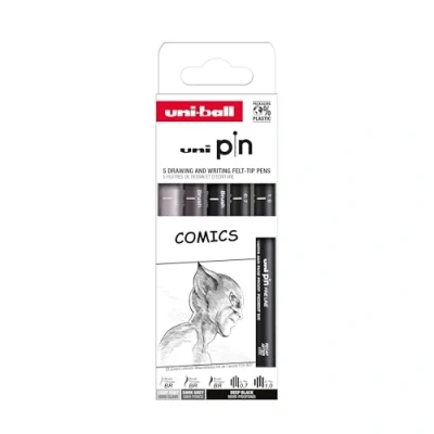 Afbeelding van Uni Pin Comics set 5 stuks Fineliner voor het tekenen van