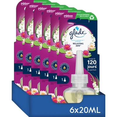 Afbeelding van Glade Electric Scented Oil Navulling Relaxing Zen Elektrische Luchtverfrisser 6 x 20ML