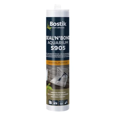 Afbeelding van Bostik S905 Seal &#039;N Bond siliconen patroon voor zoet en zeewateraquaria, 300 ml, het afdichten van glasconstructies, terraria (zwart)