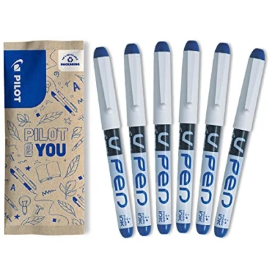 Image de PILOT 6 Stylos Plume V Pen Effaçables Bleu Moyenne