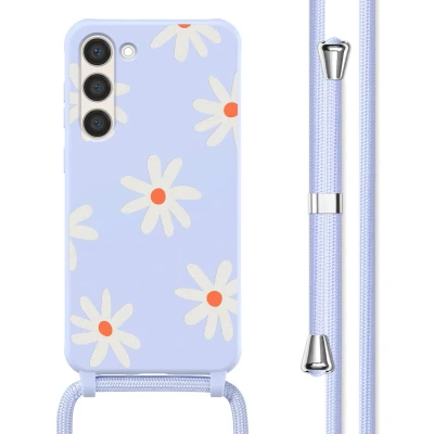 Afbeelding van imoshion hoesje Geschikt voor Samsung Galaxy S23 Plus met koord Siliconen design Meerkleurig / Lila Flower Distance