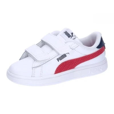 Afbeelding van Puma Smash 3.0 Unisex Sneakers laag voor kinderen, Maat: 20, White/club red/club navy Leer