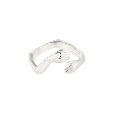 Afbeelding van Knuffelring van 925 Sterling zilver, open ring, hug verstelbare knuffelring, cadeau idee, verzilverde basis