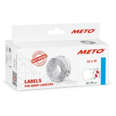 Afbeelding van Meto Voorgedrukte prijskaartjes &quot;Prijs per kg/liter artikelprijs&quot; (32 x 19 mm, 2 regels, 5.000 prijskaartjes, wit, permanent)