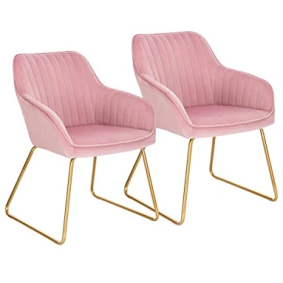 Afbeelding van WOLTU BH246sz 2 Set van eetkamerstoelen met fluwelen bekleding metalen poten, zwart