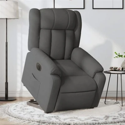 Afbeelding van VidaXL, Massagestoelen, Elektrische massagestoel met opstahulp donkergrijze stof