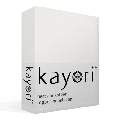 Afbeelding van Kayori Shizu perkal topper hoeslaken offwhite 180/210 220 180/210,180/220 (Kleur: Offwhite)