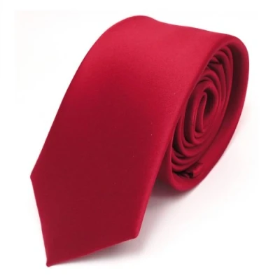Afbeelding van TigerTie Smalle satijnen stropdas in effen kleur verschillende kleuren, Rood verkeersrood, One Size