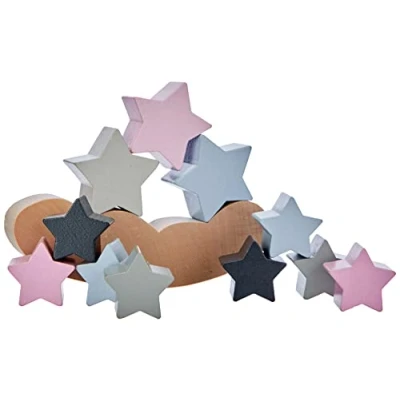 Afbeelding van Selecta Spielzeug Decoratie Sterrenhemel Hout 17,5 Cm Naturel/roze/grijs
