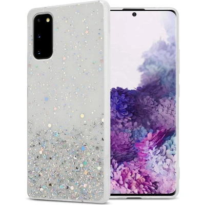 Afbeelding van Cadorabo Hoesje geschikt voor Samsung Galaxy S20 in Transparant met Glitter Beschermhoes van flexibel TPU silicone fonkelende glitters Case Cover Etui