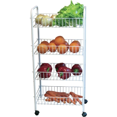 Afbeelding van MSV Keuken/badkamer trolley metaal wit met wielen 41 x 26 78 cm 4 niveaus